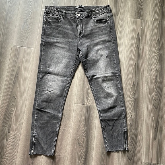 Zara distressed black grey skinny jeans